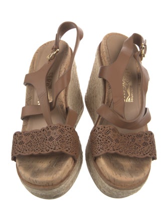 Salvatore Ferragamo Leather Lasercut Accents Espadrilles