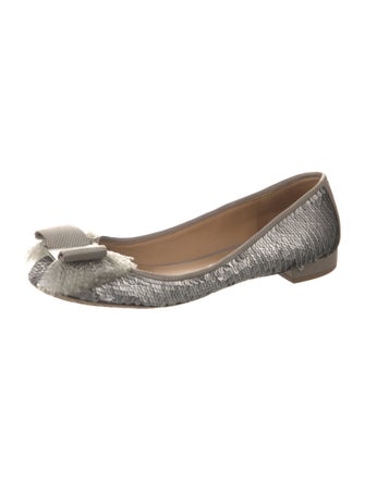 Salvatore Ferragamo Sequins Bow Accents Flats