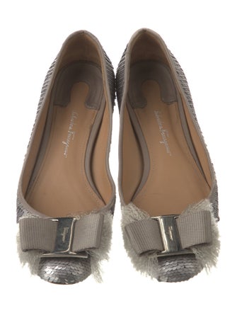 Salvatore Ferragamo Sequins Bow Accents Flats