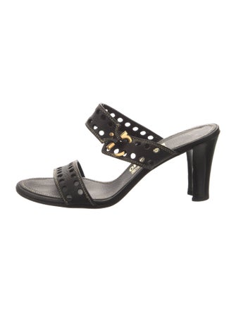 Salvatore Ferragamo Gancini Logo Leather Slides