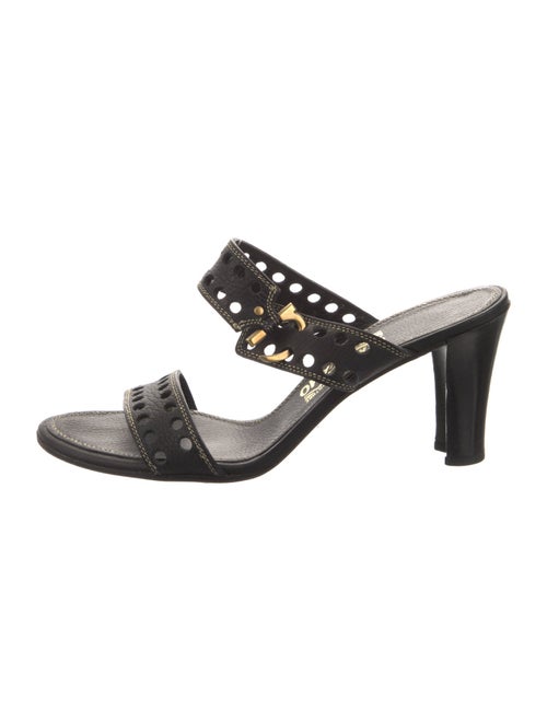 Salvatore Ferragamo Gancini Logo Leather Slides