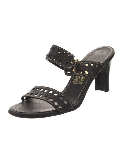 Salvatore Ferragamo Gancini Logo Leather Slides