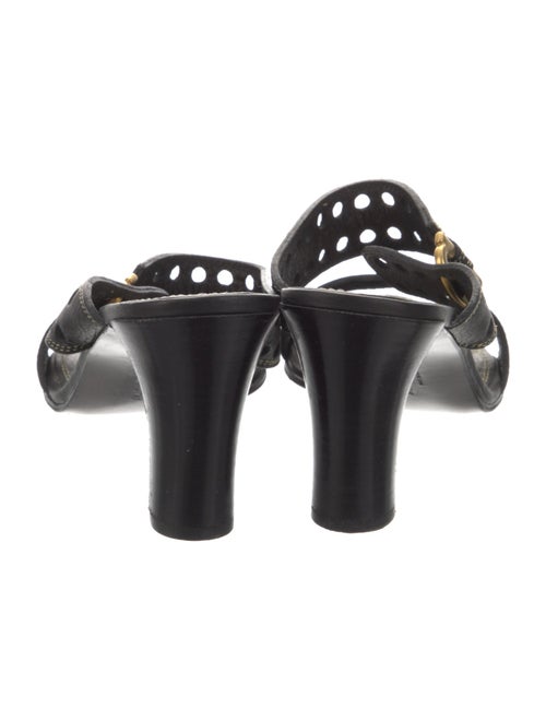 Salvatore Ferragamo Gancini Logo Leather Slides