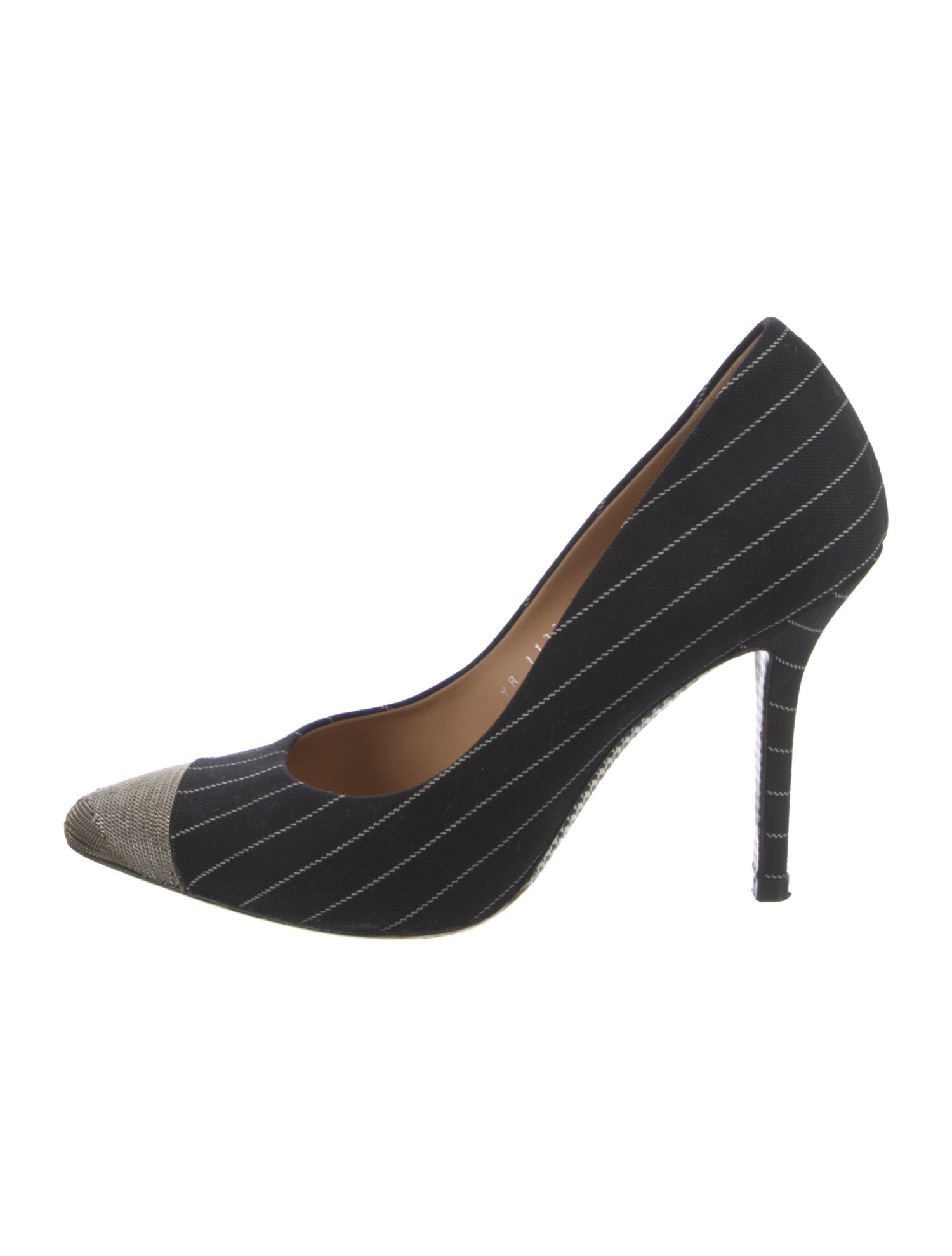 Salvatore Ferragamo Striped Pleated Accents Pumps