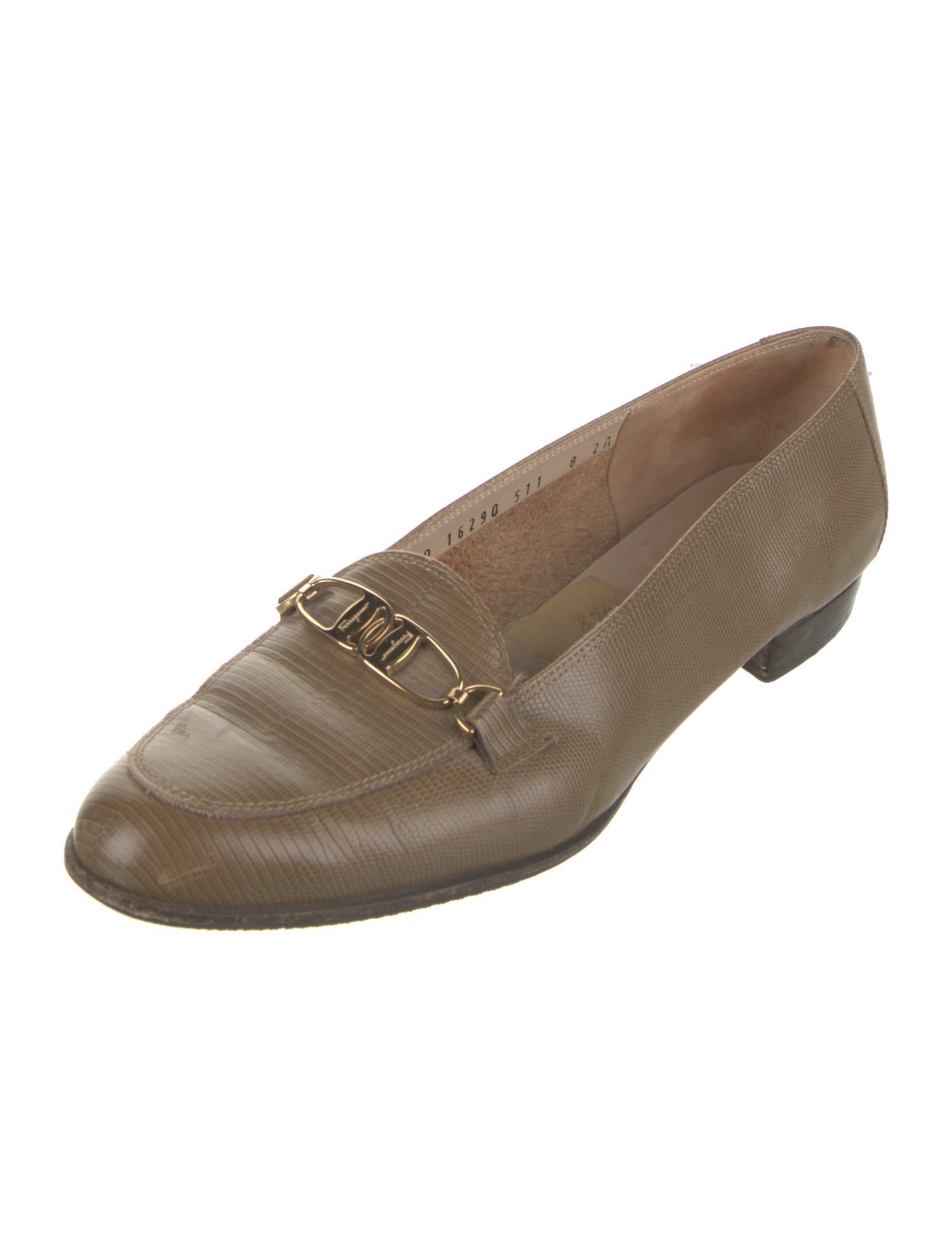 Salvatore Ferragamo Gancini Logo Leather Flats