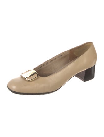 Salvatore Ferragamo Leather Bow Accents Flats