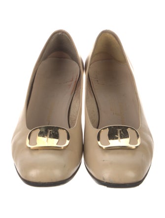 Salvatore Ferragamo Leather Bow Accents Flats