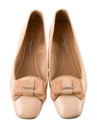 Salvatore Ferragamo Leather Grosgrain Trim Flats