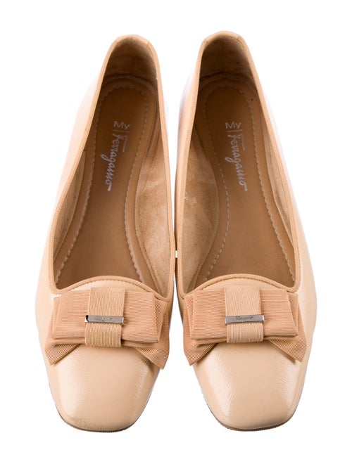 Salvatore Ferragamo Leather Grosgrain Trim Flats