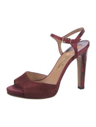 Salvatore Ferragamo Suede Leather Trim Embellishment Sandals