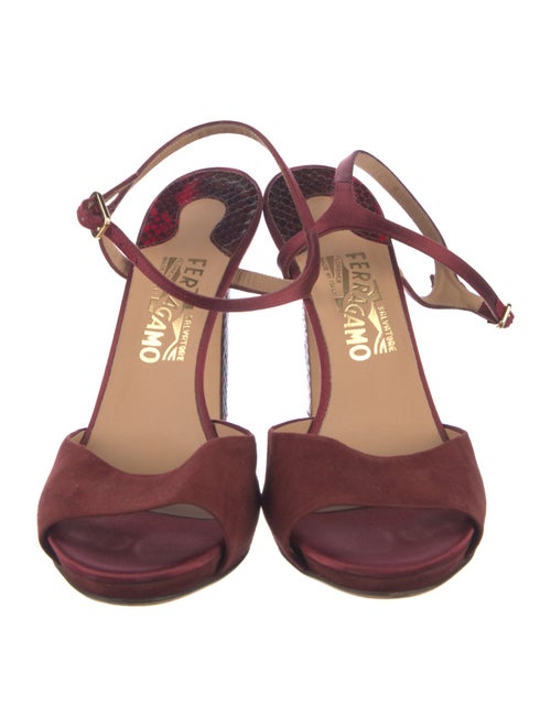 Salvatore Ferragamo Suede Leather Trim Embellishment Sandals