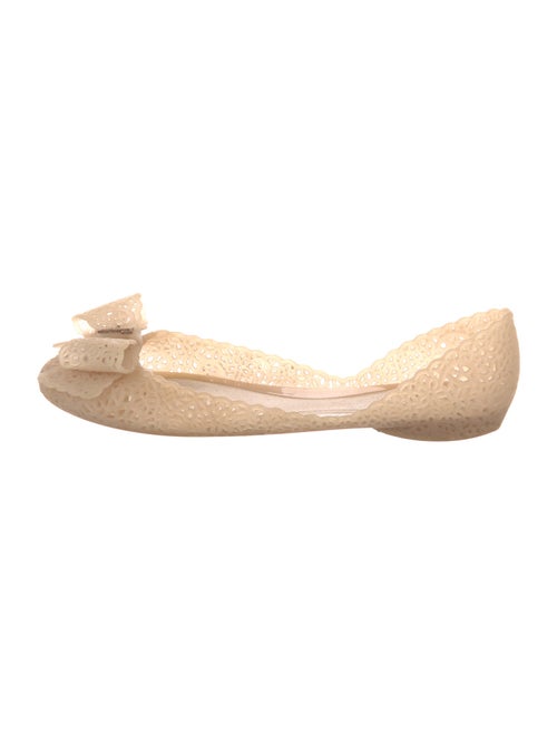 Salvatore Ferragamo Rubber Bow Accents D'Orsay Flats