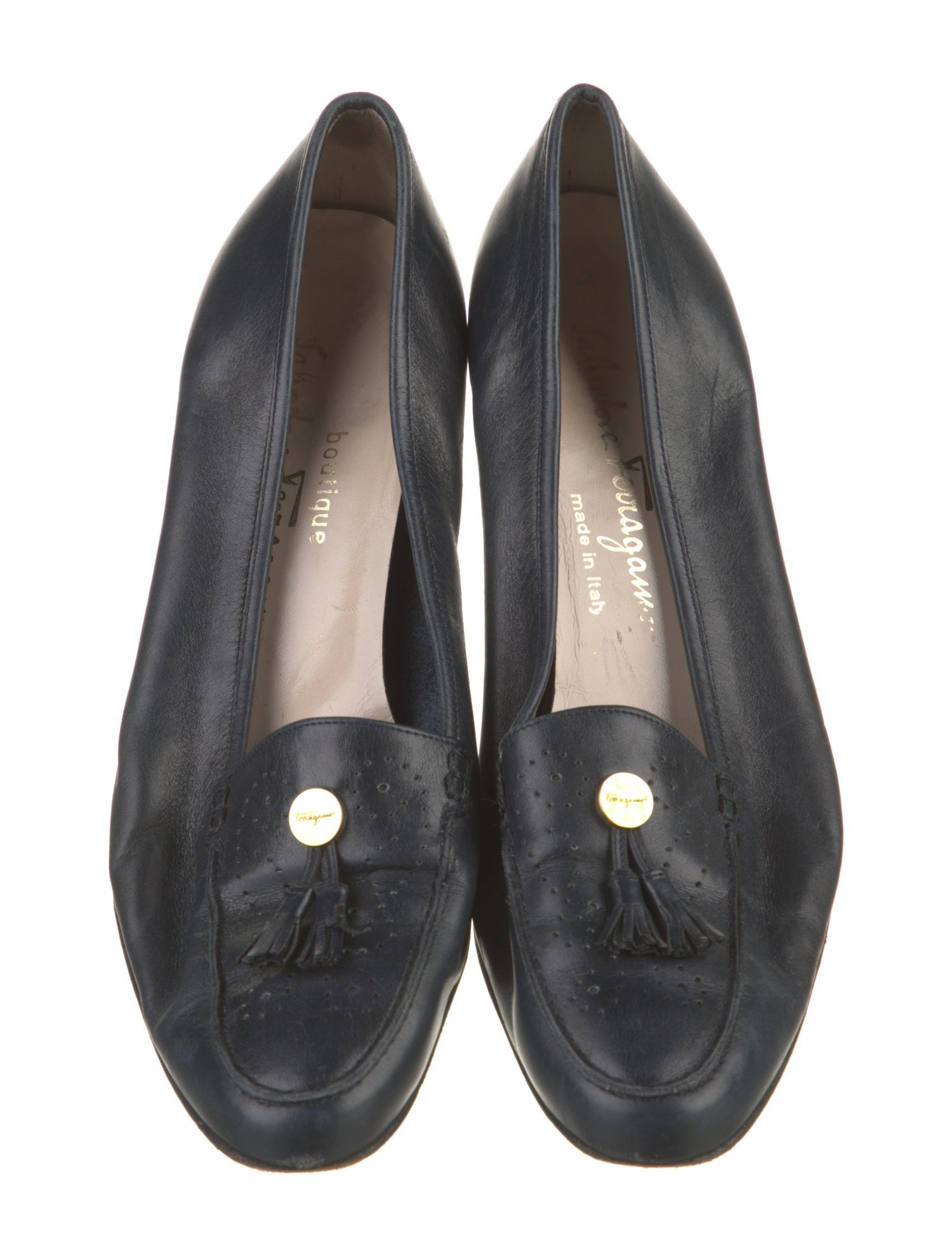 Salvatore Ferragamo Gancini Logo Leather Loafers