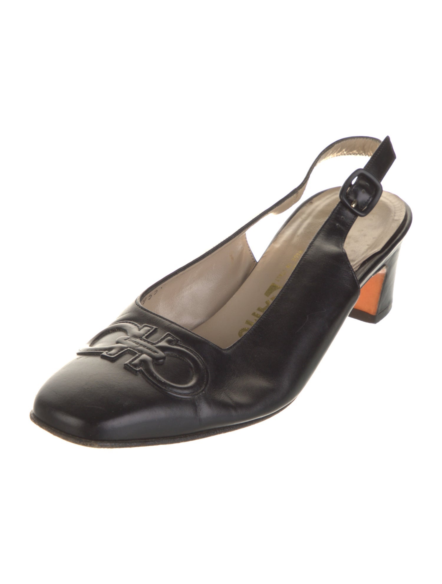 Salvatore Ferragamo Gancini Logo Leather Slingback Pumps