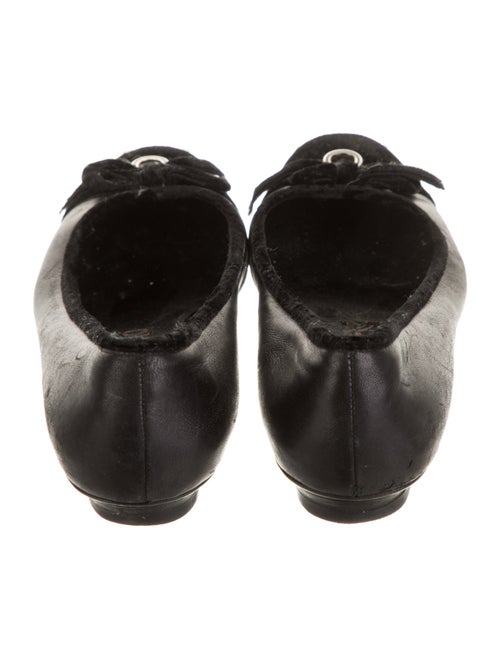 Salvatore Ferragamo Leather Bow Accents Ballet Flats