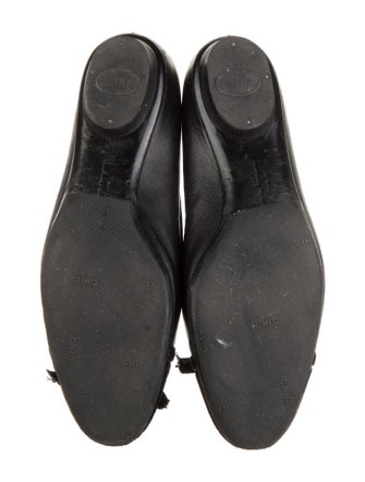 Salvatore Ferragamo Leather Bow Accents Ballet Flats