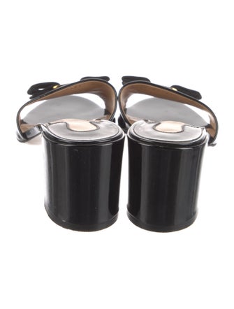 Salvatore Ferragamo Vara Bow Accent Patent Leather Slides