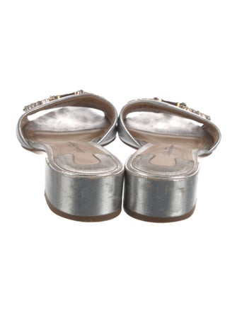 Salvatore Ferragamo Gancini Logo Leather Slides