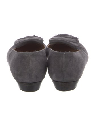 Salvatore Ferragamo Suede Fringe Trim Accent Flats