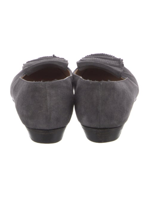 Salvatore Ferragamo Suede Fringe Trim Accent Flats