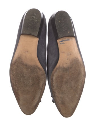 Salvatore Ferragamo Suede Fringe Trim Accent Flats