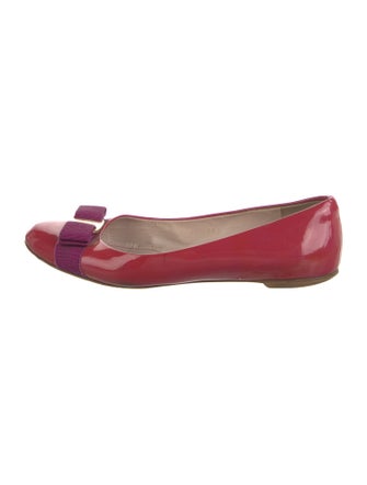 Salvatore Ferragamo Vara Bow Accent Patent Leather Ballet Flats