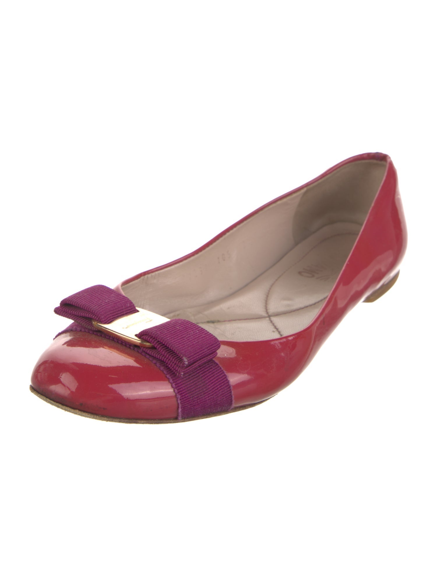 Salvatore Ferragamo Vara Bow Accent Patent Leather Ballet Flats