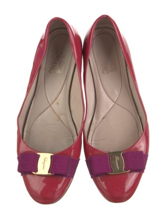 Salvatore Ferragamo Vara Bow Accent Patent Leather Ballet Flats