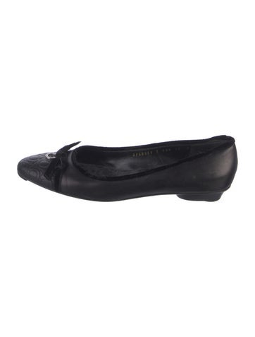 Salvatore Ferragamo Flats Leather Bow Accents Ballet 10