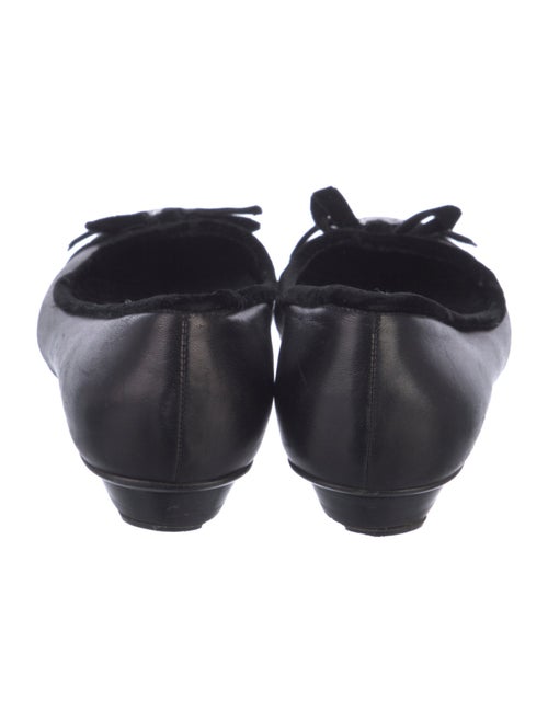 Salvatore Ferragamo Leather Bow Accents Ballet Flats
