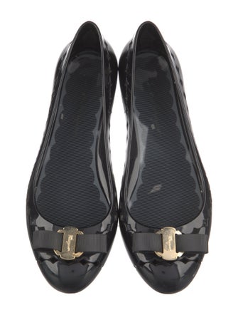 Salvatore Ferragamo Vara Bow Accent Rubber Ballet Flats