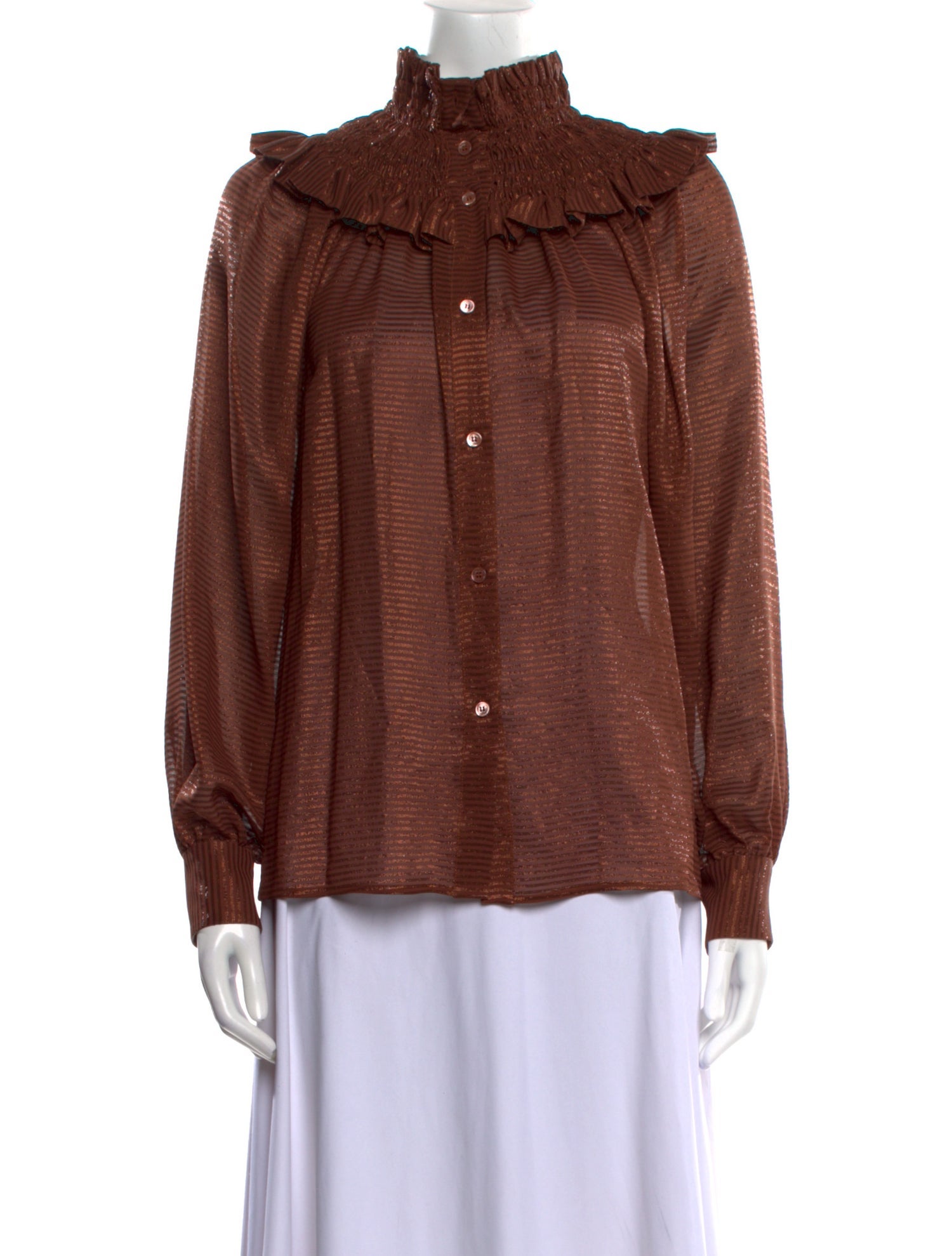 Salvatore Ferragamo Silk Mock Neck Blouse