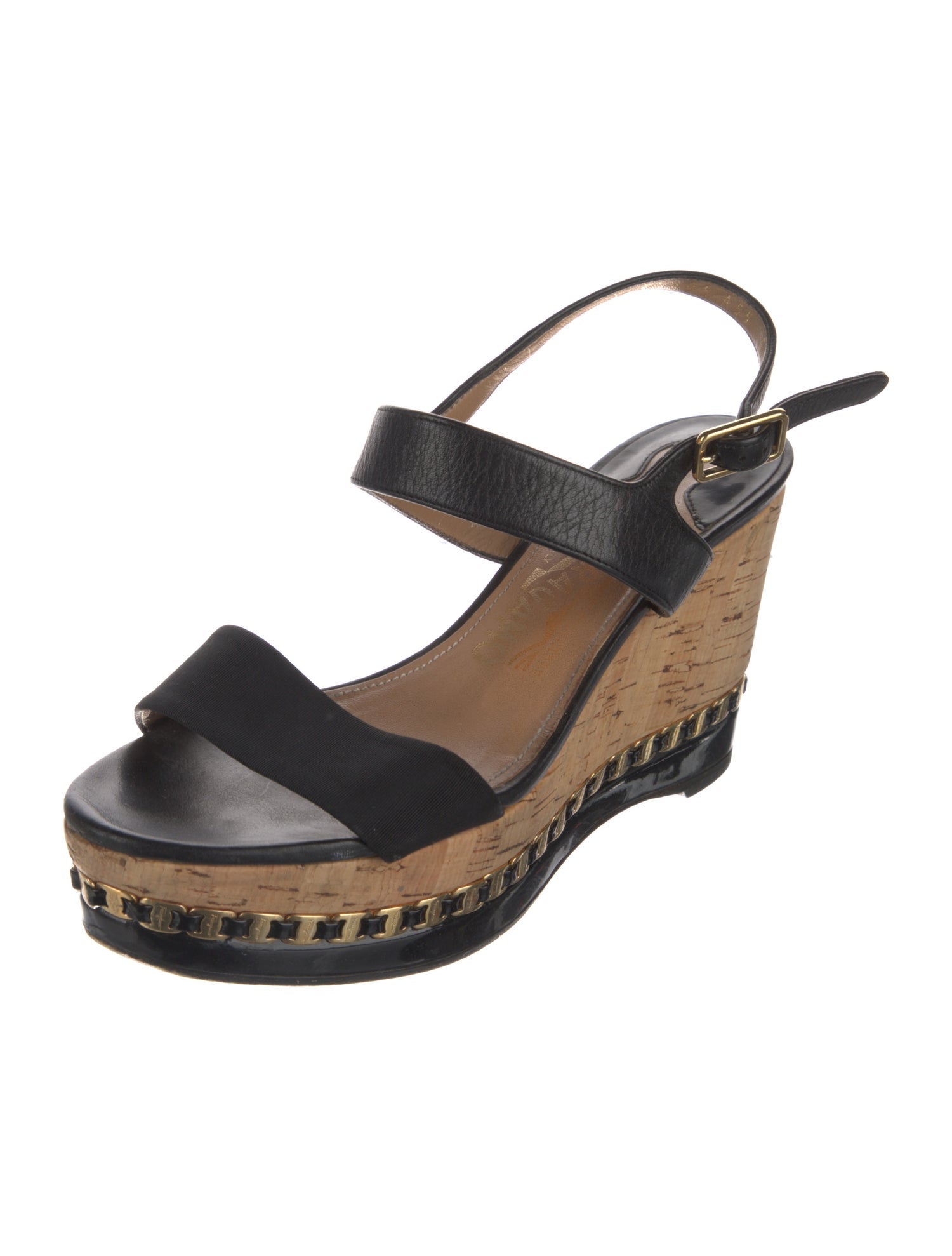 Salvatore Ferragamo Leather Chain-Link Accents Espadrilles