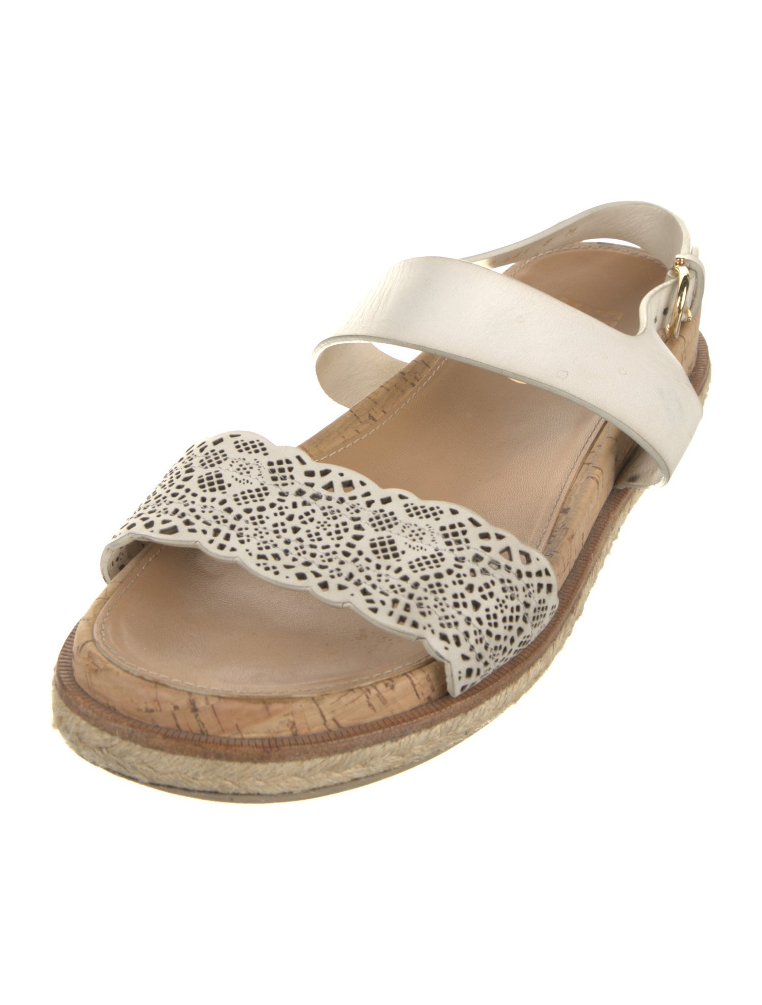 Salvatore Ferragamo Leather Lasercut Accents Slingback Sandals