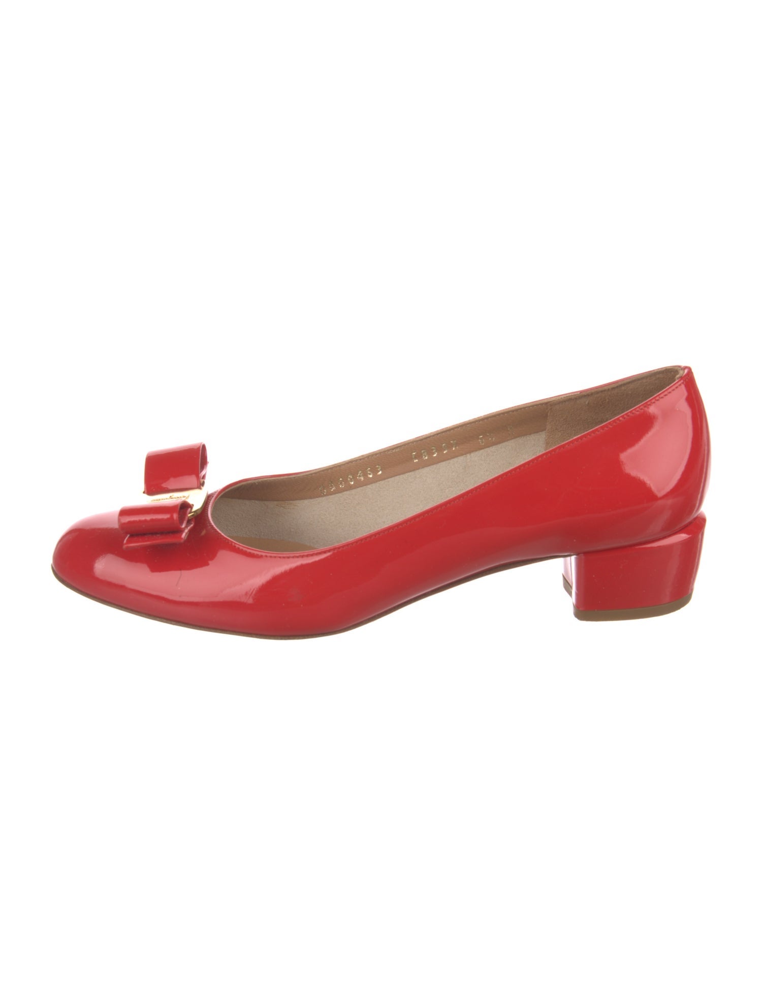 Salvatore Ferragamo Patent Leather Bow Accents Flats