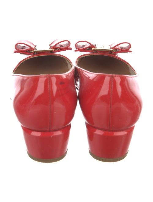 Salvatore Ferragamo Patent Leather Bow Accents Flats