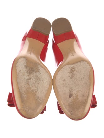 Salvatore Ferragamo Patent Leather Bow Accents Flats