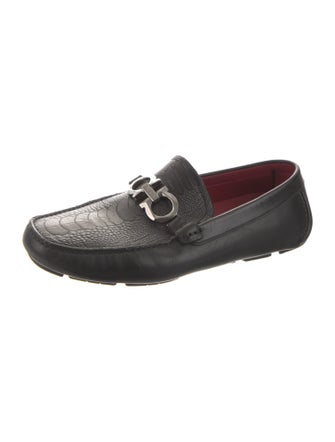 Salvatore Ferragamo Gancio Logo Leather Monk Straps
