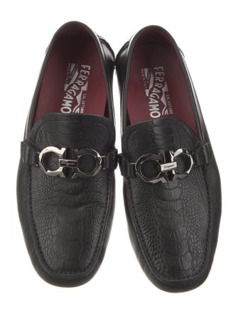 Salvatore Ferragamo Gancio Logo Leather Monk Straps