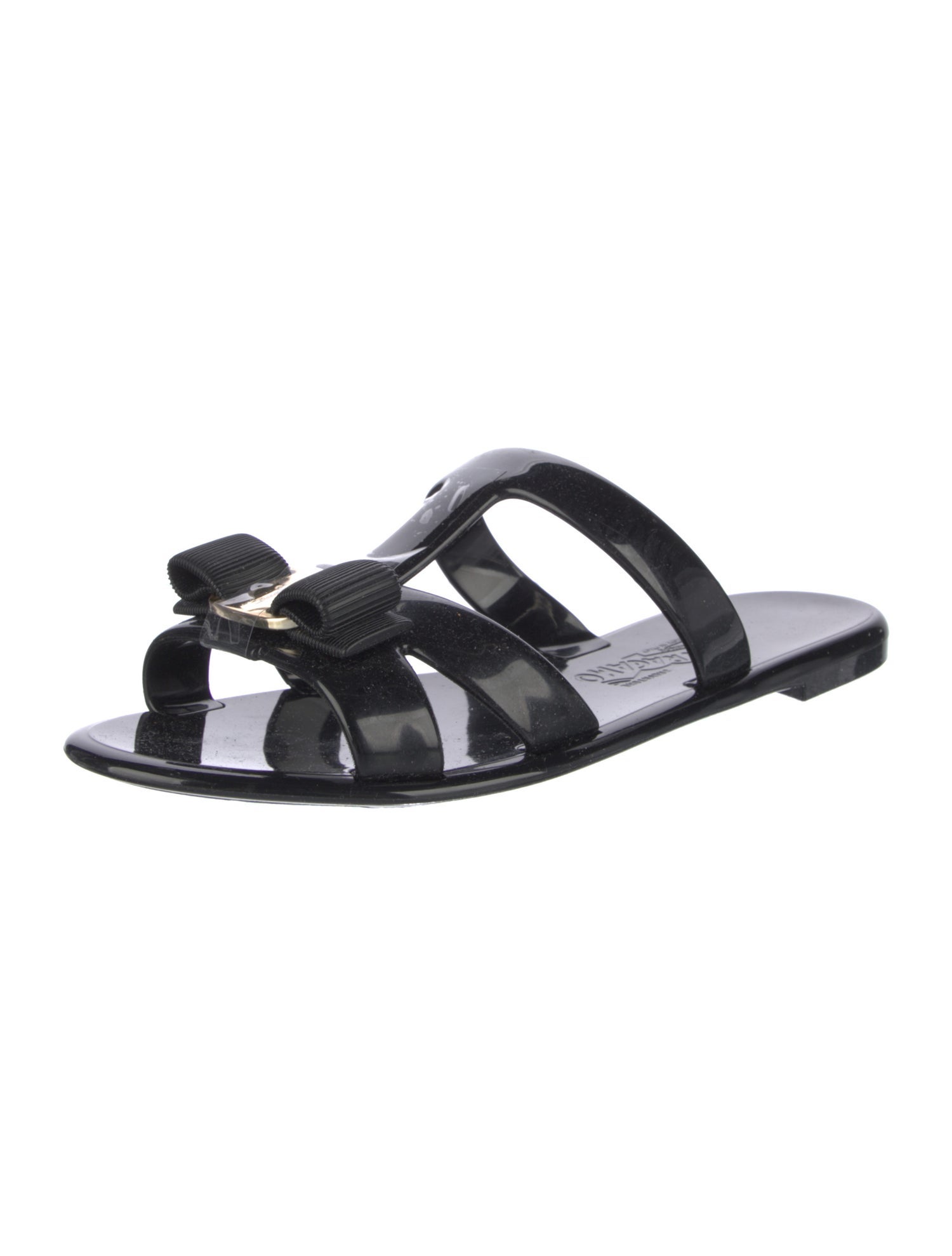Salvatore Ferragamo Vara Bow Accent PVC Slides