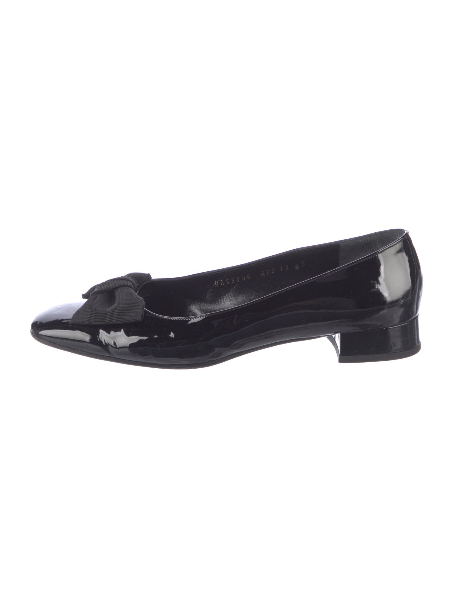 Salvatore Ferragamo Patent Leather Bow Accents Flats