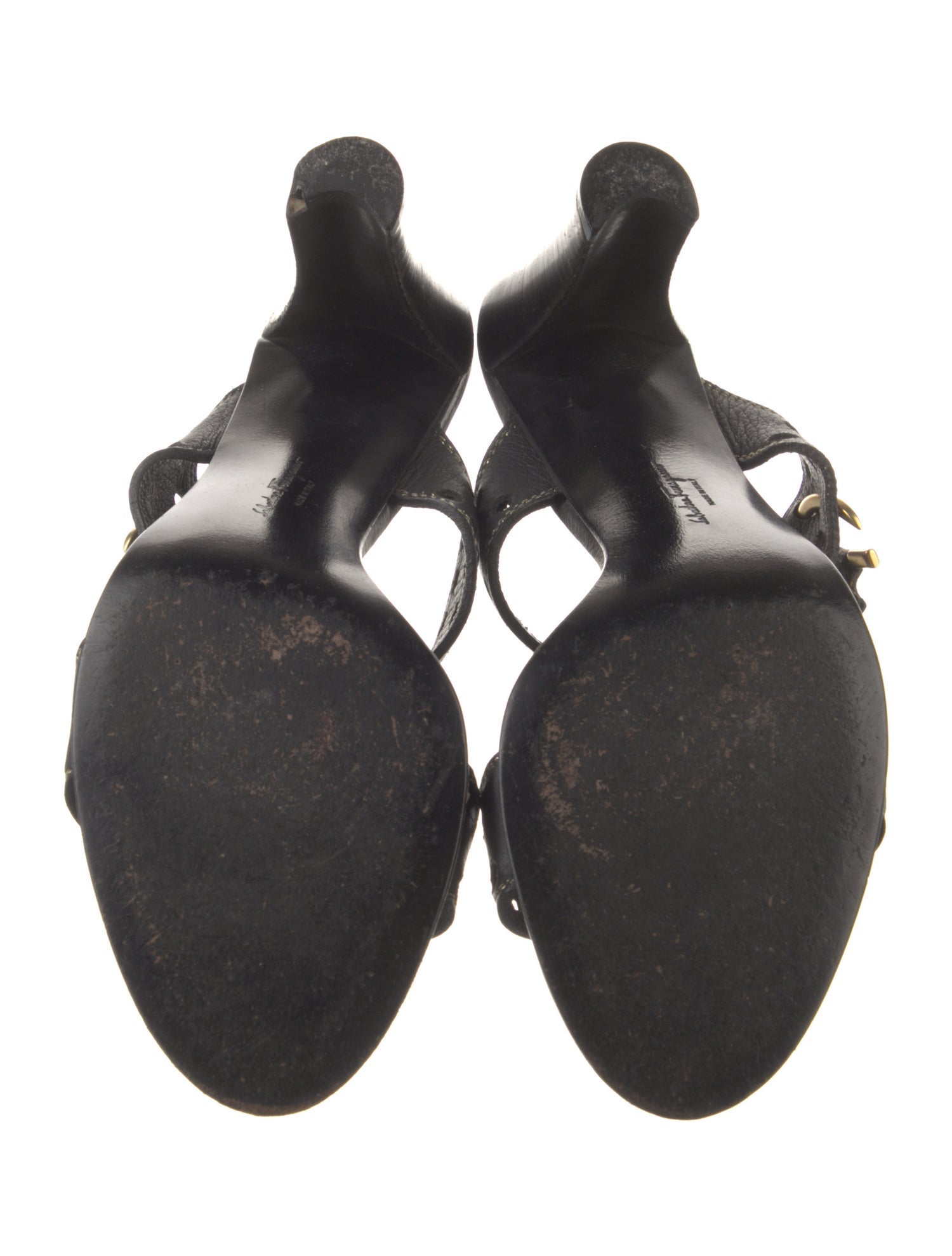 Salvatore Ferragamo Gancini Logo Leather Slides - Black