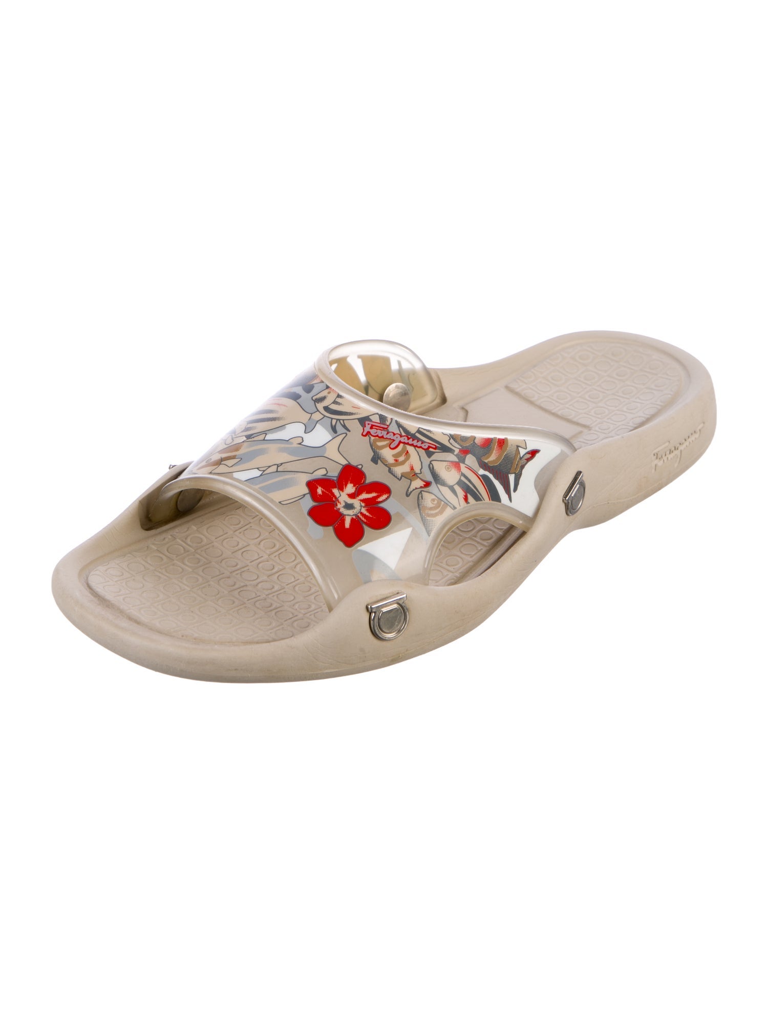 Salvatore Ferragamo Rubber Floral Print Slides