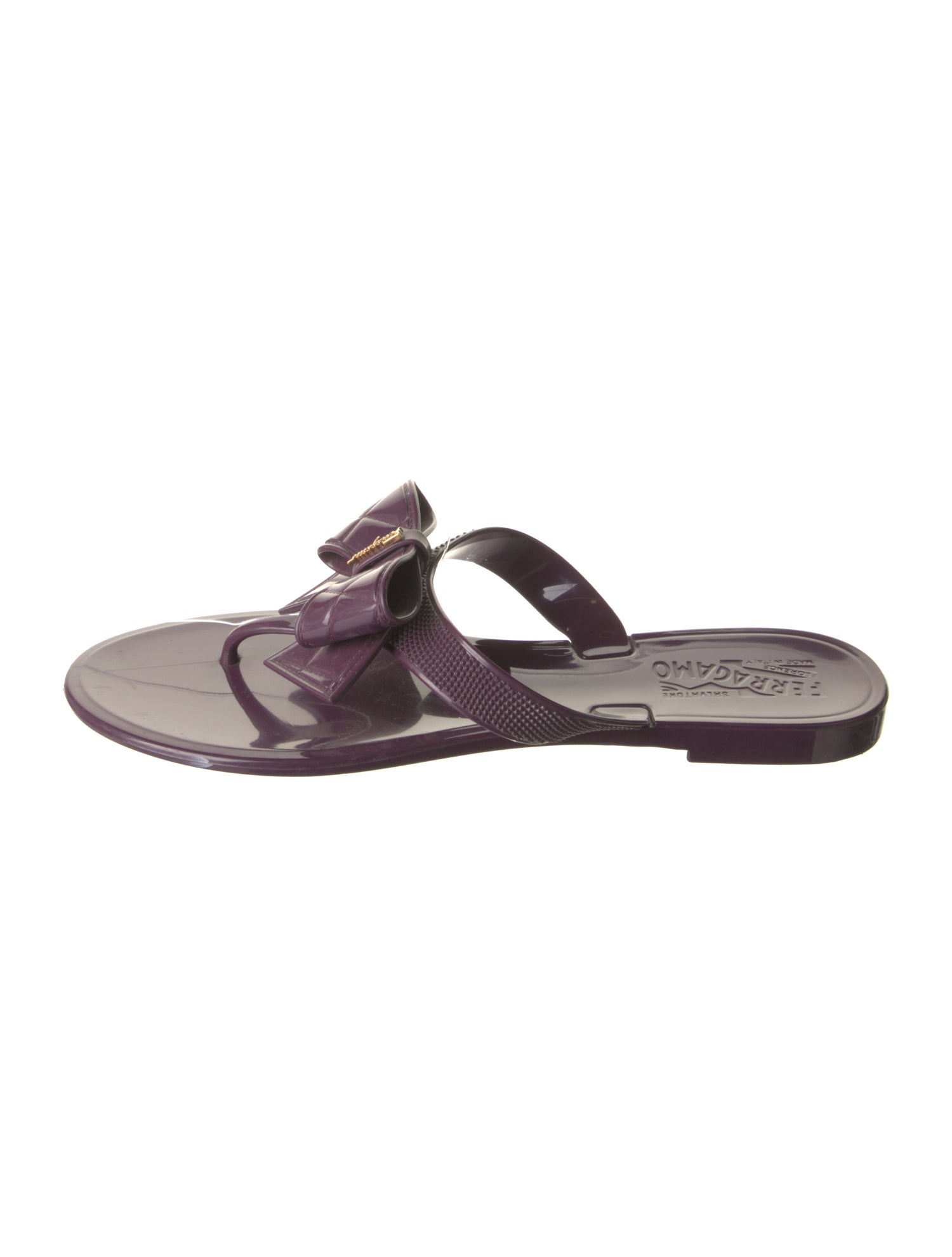 Salvatore Ferragamo Rubber Bow Accents Slides