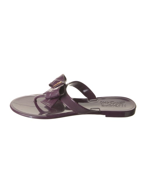 Salvatore Ferragamo Rubber Bow Accents Slides