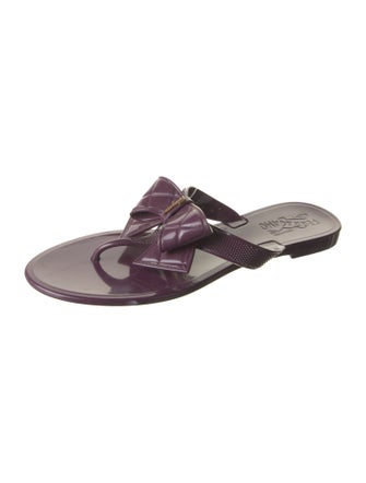 Salvatore Ferragamo Rubber Bow Accents Slides