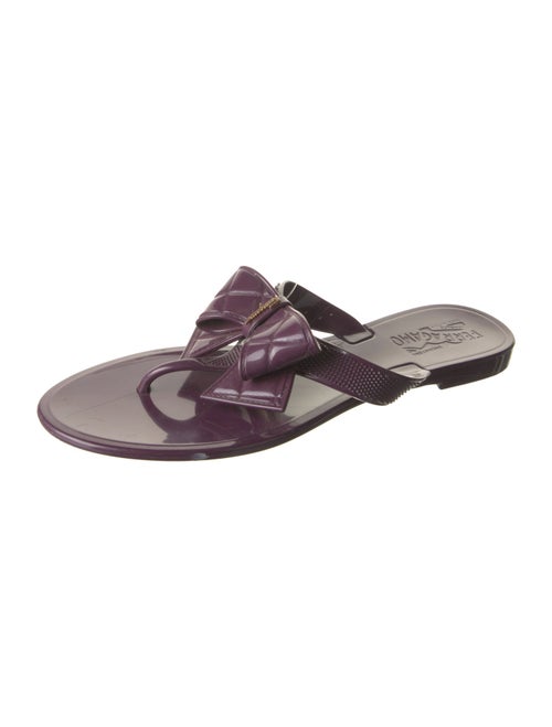 Salvatore Ferragamo Rubber Bow Accents Slides
