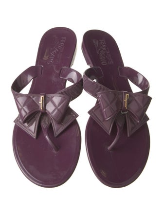 Salvatore Ferragamo Rubber Bow Accents Slides