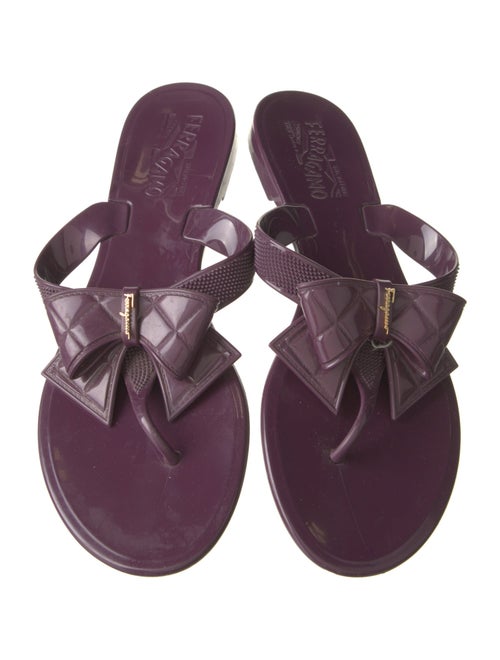 Salvatore Ferragamo Rubber Bow Accents Slides