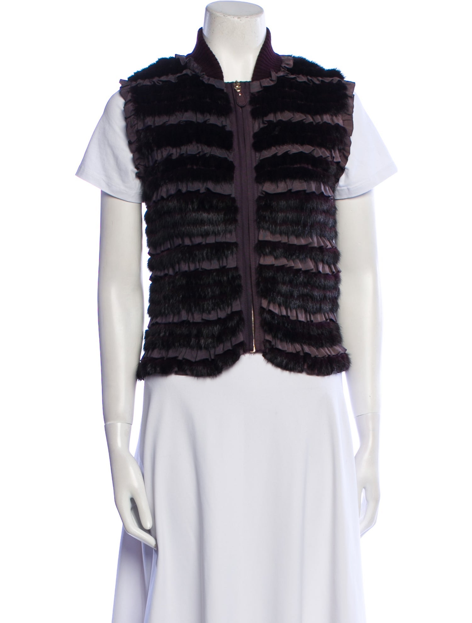 Salvatore Ferragamo Mink Striped Vest